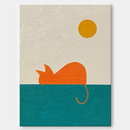 Sunset Cat: A Minimalist Nursery Wall Art for Kids Room Decor