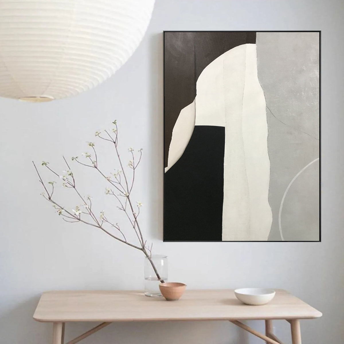 Monochrome Forms: Black and White Abstract Art for Office Decor