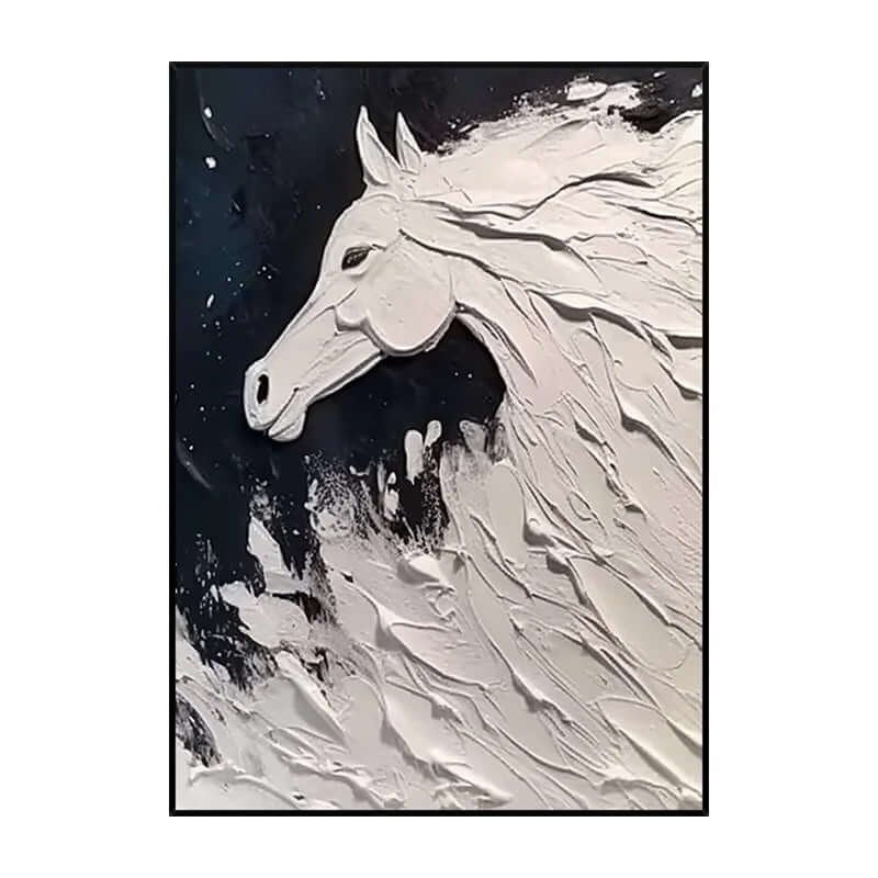 Midnight Gallop: A Textured Horse Wall Art for Living Room Decor