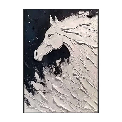 Midnight Gallop: A Textured Horse Wall Art for Living Room Decor