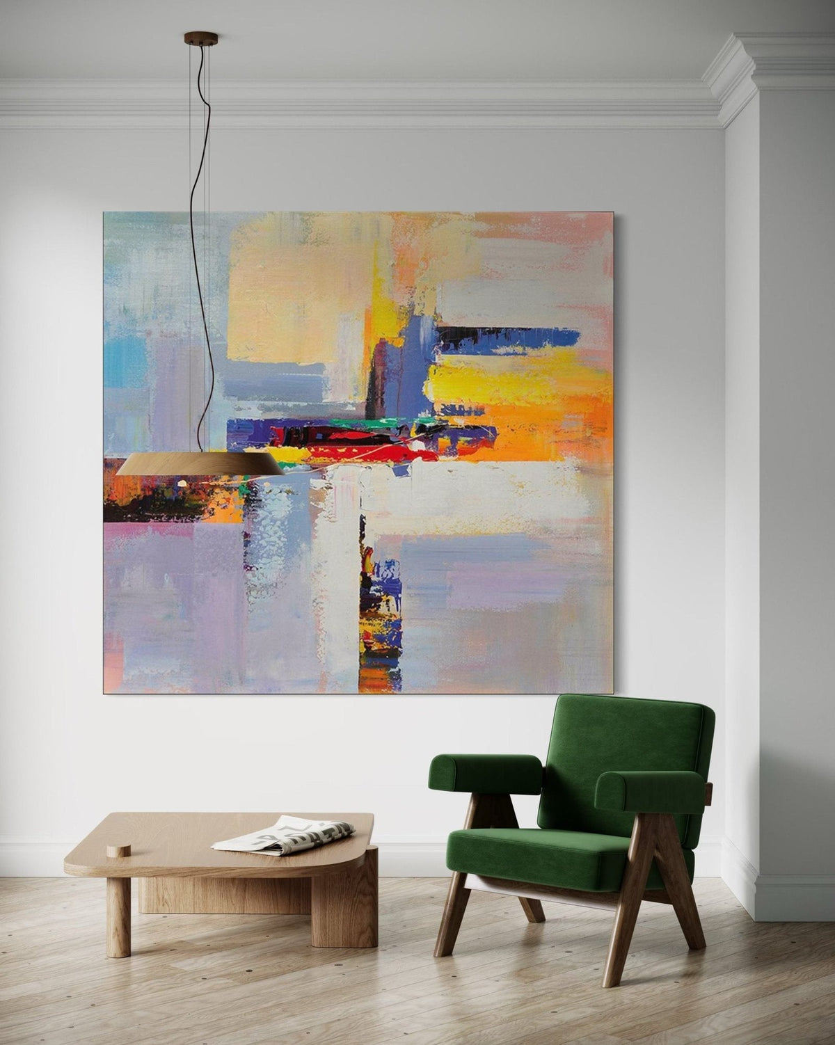 Urban Intersection: A Vibrant Contemporary Abstract Canvas Painting