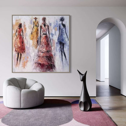 Urban Elegance: A Contemporary Abstract Portrait Canvas Painting