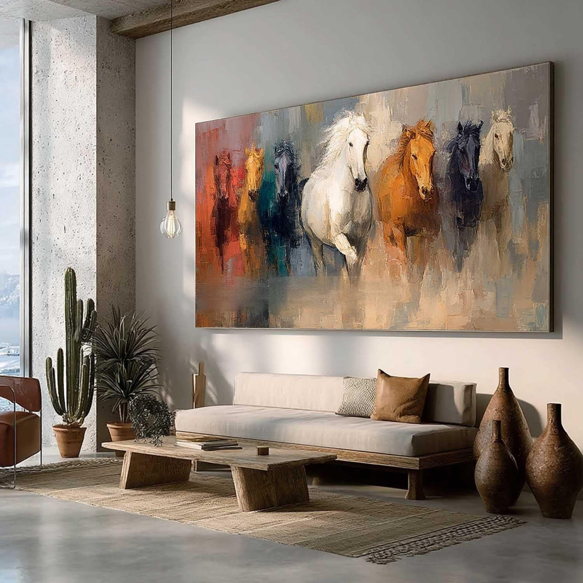 Phantom Herd: A Majestic Wildlife Horse Wall Art for a Rustic Home