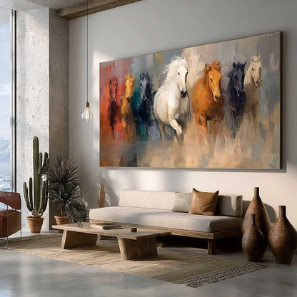 Phantom Herd: A Majestic Wildlife Horse Wall Art for a Rustic Home
