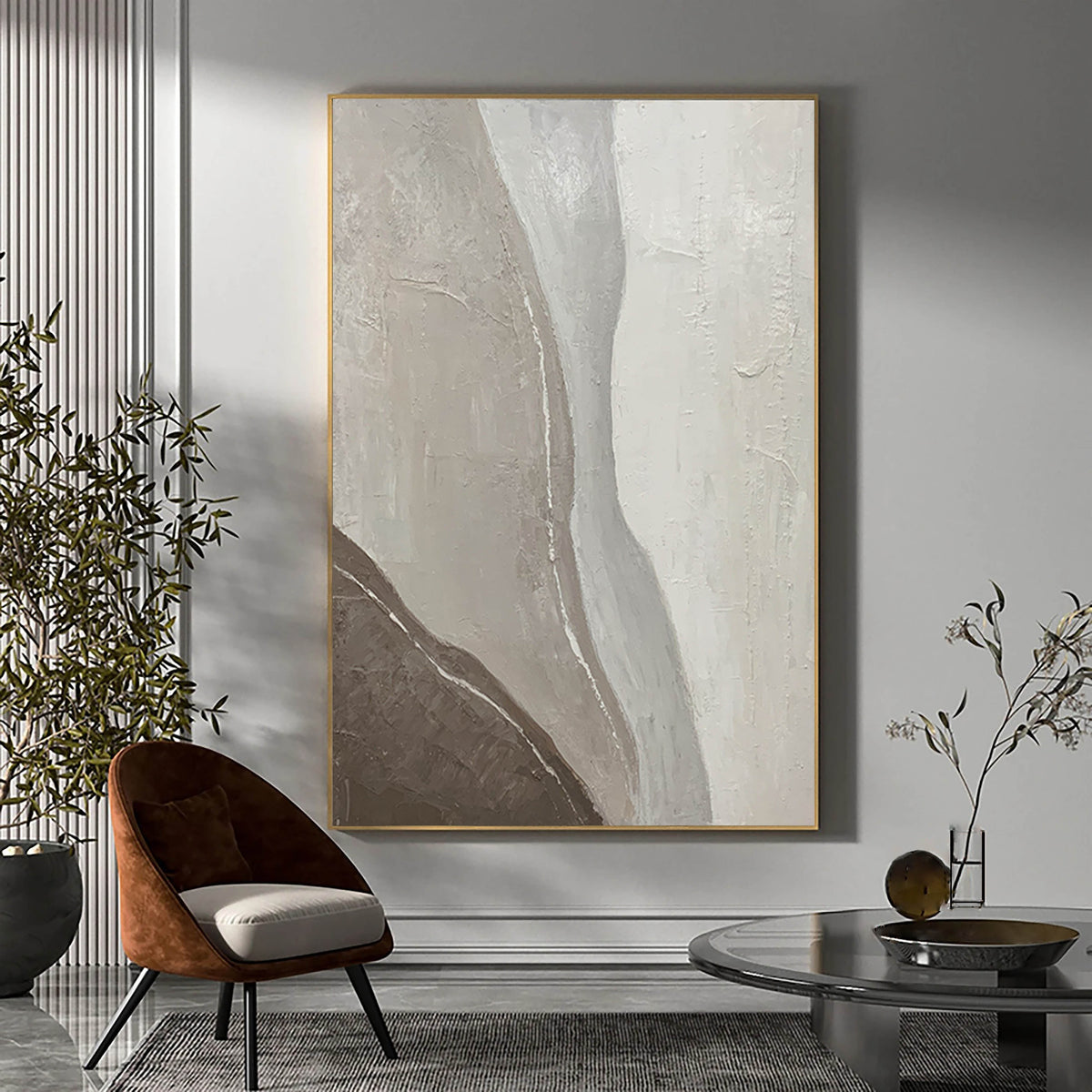 Earthen Flow: A Neutral Textured Wall Art for Modern Living Room