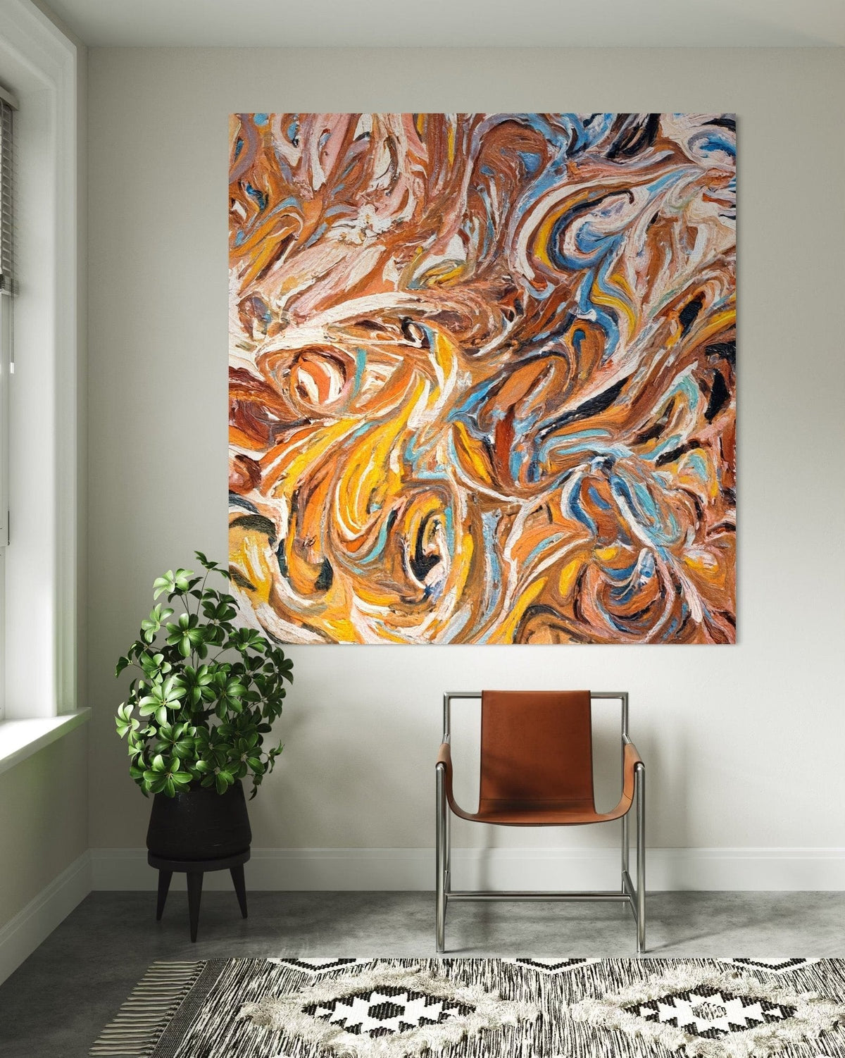 Molten Earth: A Dynamic Textured Abstract Wall Art for Modern Homes