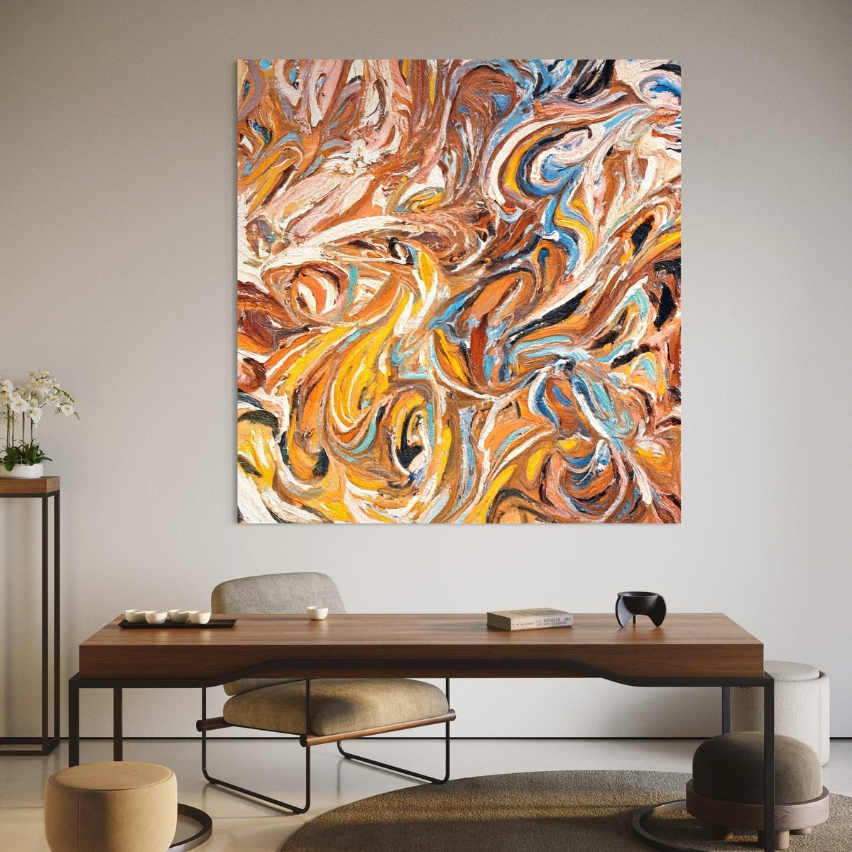 Molten Earth: A Dynamic Textured Abstract Wall Art for Modern Homes