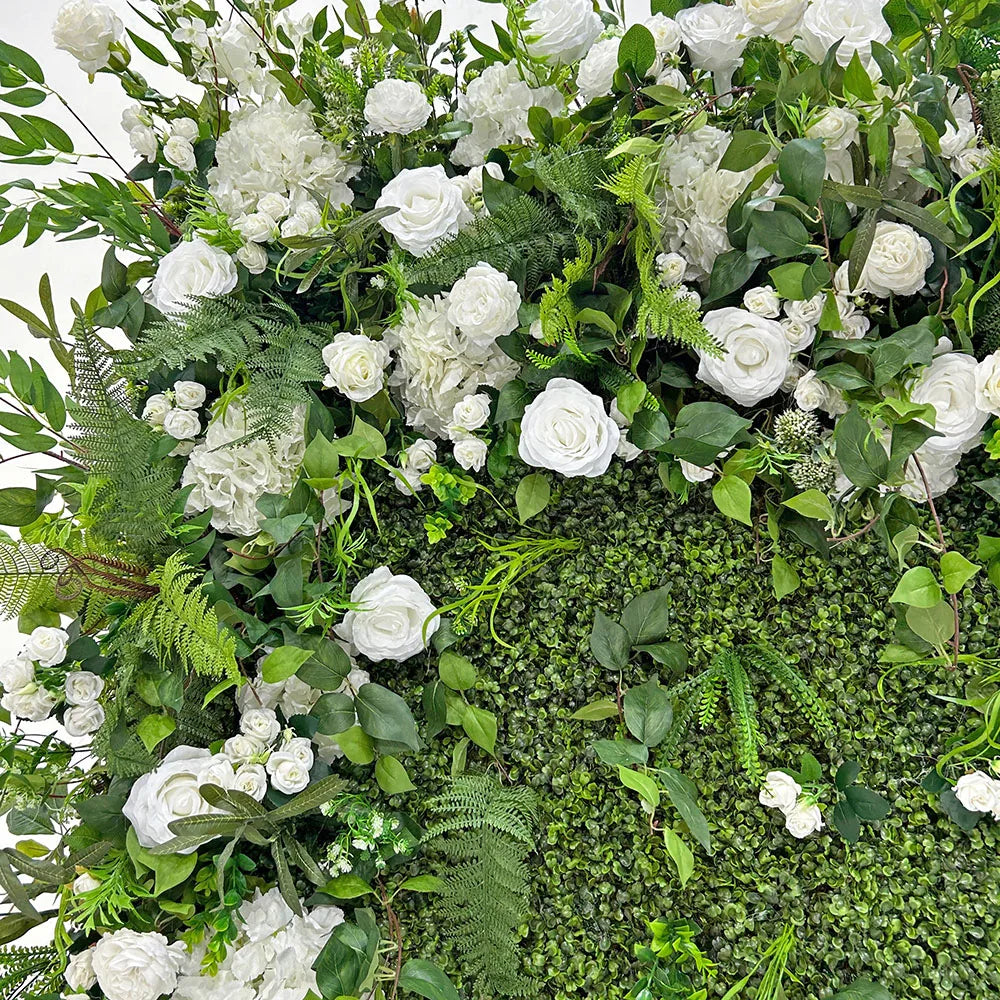 GNW Green Flower Wall Backdrop 8ftx8ft Roll up Green Wall Decor Artificial Plant Wall Wedding Backdrop