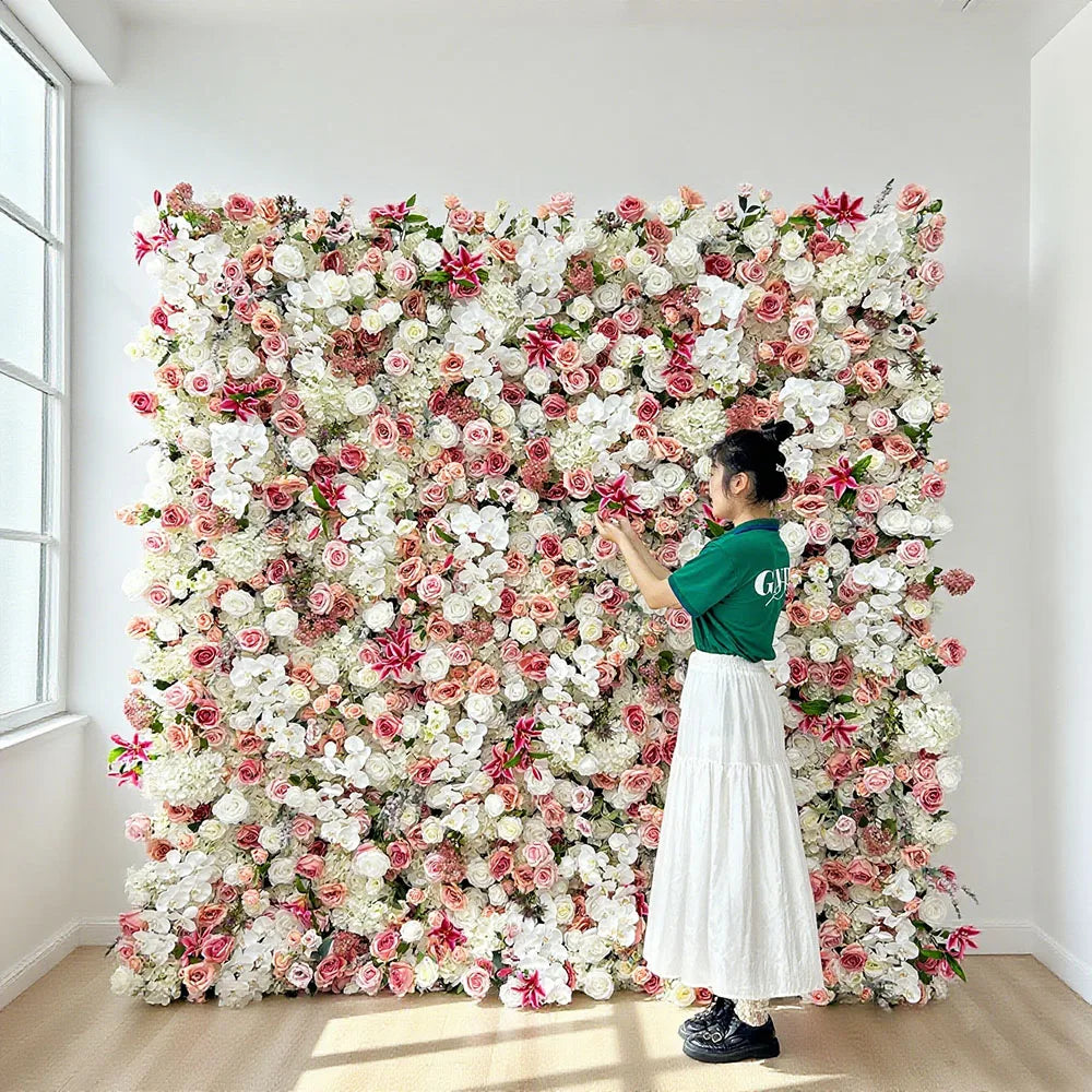 New Trend 2025 Eco-Friendly Biodegradable Artificial Flower Wall for Sustainable Wedding Decor