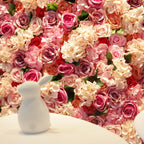 8*8 Feet Artificial Silk Flower Wall 3D Full Peony Hydrangea Wedding Flower Panel Store Decoration Faux Roll up Floral Backdrop