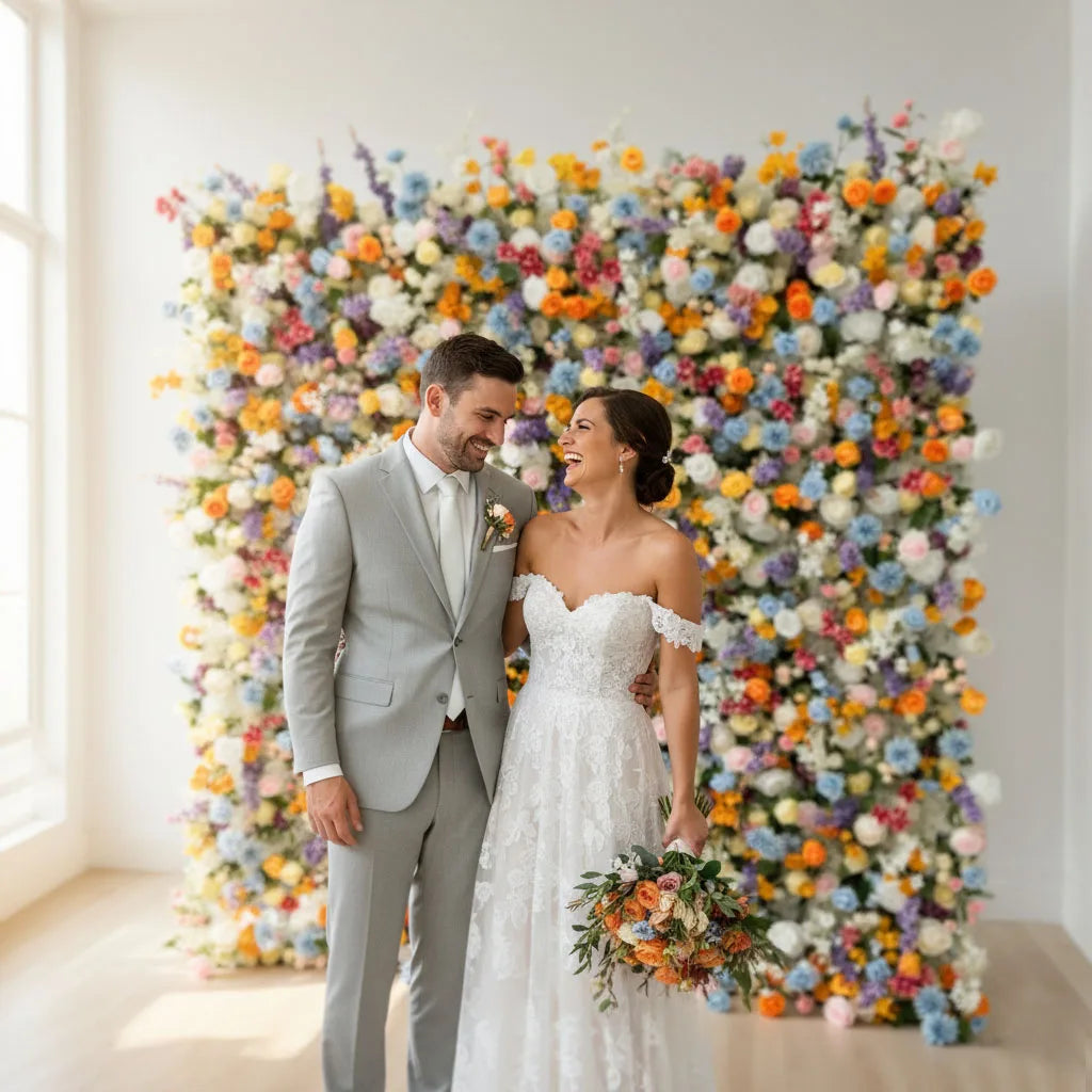 Custom Label Service for Wholesale Silk Artificial Flower Wall Panel Modern Classic Wedding Decoration Carton Packing