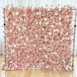 GNW Flower Wall 8ft X 8ft Silk 3D Flowers Wall Backdrop Roll up Roses Long-Lasting Wall Panel Background