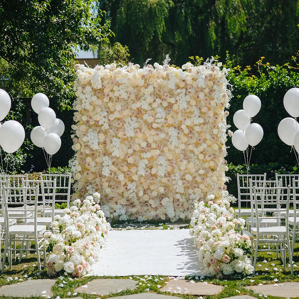 GNW Custom New Design Hot Selling Luxury Champagne Flower Wall for Wedding & Event Stage Backdrop