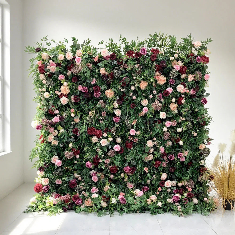 Wholesale of New Materials Fire Retardant Artificial Flower Wall Backdrop for Wedding Display