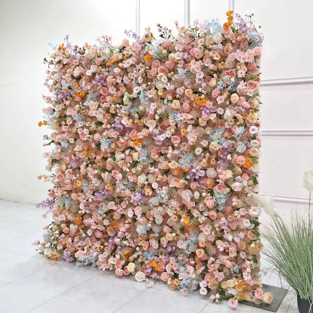 New Trend 2025 Eco-Friendly Biodegradable Artificial Flower Wall for Sustainable Wedding Decor