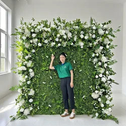 Factory Price Artificial Flower Wall for Wedding Decoration No Middleman Cost - 2ft x 8ft / 5D roses+hydrangeas+leaf
