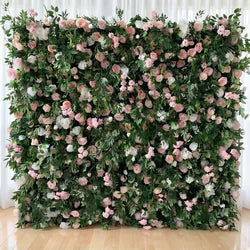 GNW Flower Wall 8ft X 8ft Silk 3D Flowers Wall Backdrop Roll up Roses Long-Lasting Wall Panel Background