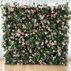 GNW Flower Wall 8ft X 8ft Silk 3D Flowers Wall Backdrop Roll up Roses Long-Lasting Wall Panel Background