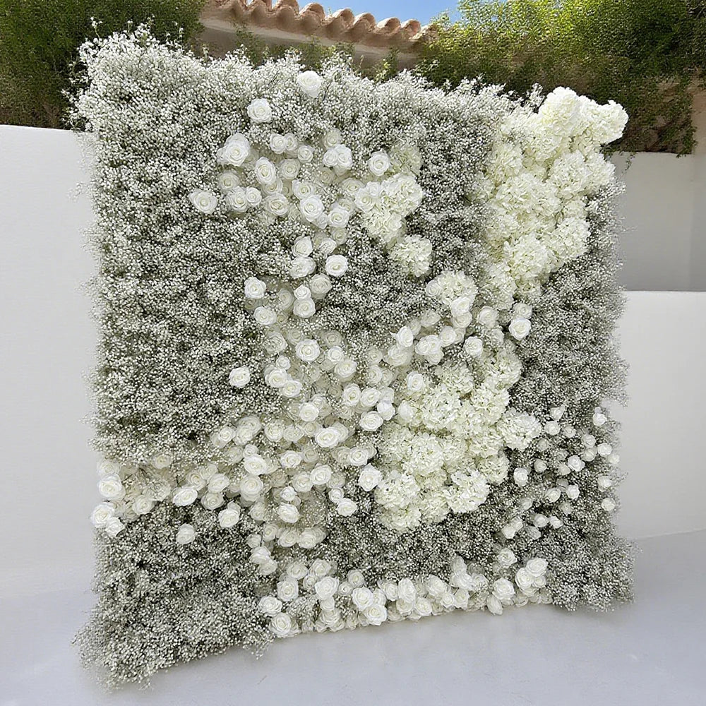 New Material Modern Classic Artificial Flower Wall with Non-Shedding Feature Carton Packed for Clean Wedding Events