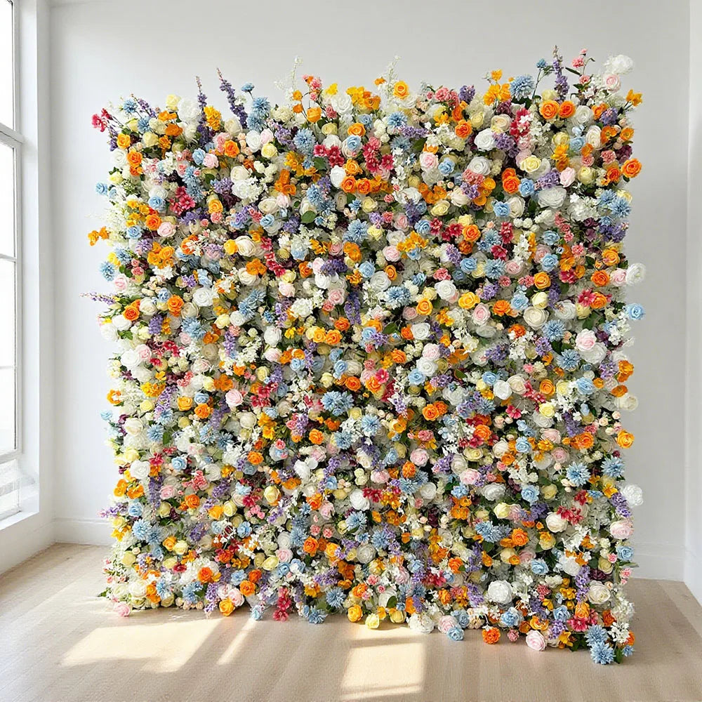 Wholesale Popular Modern Classic Silk Artificial Flower Wall Designs for Wedding Decoration Customized Size Color Carton Packing