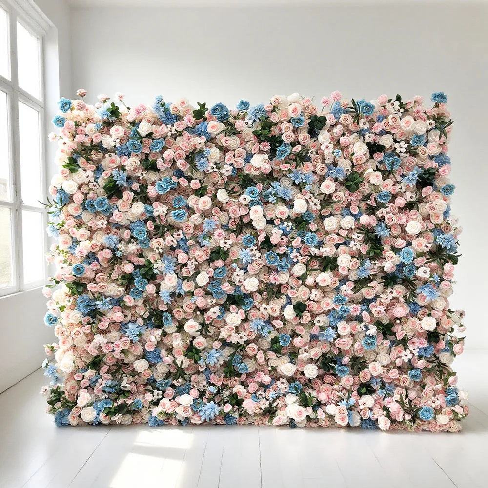 2025 New Innovations Modern Classic Shape-Retaining Silk Artificial Flower Wall for Flawless Wedding Baby Shower Carton Packed