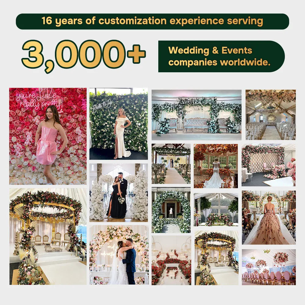 GNW Customized Hot Sale Luxury Red Green & White Floral Wall Artificial Flower Backdrop for Wedding Stage Party Decoration