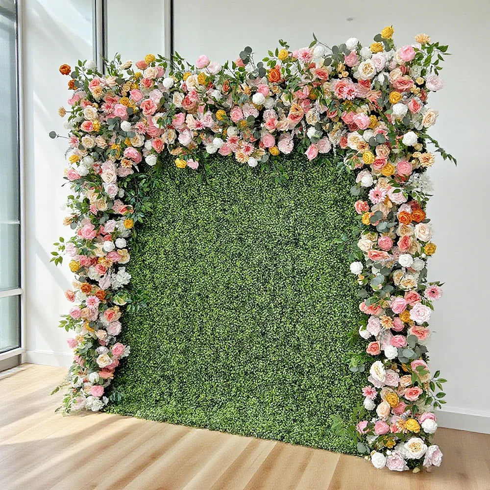 Customized Size and Color Artificial Flower Wall Backdrop for Wedding Events