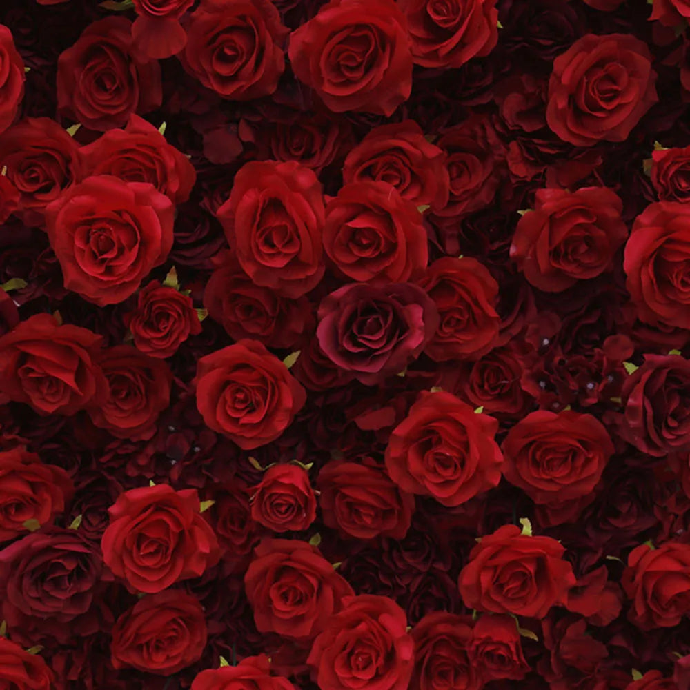 8ft *8ft Customized 3D Roll up Artificial Red Rose Wedding Decor Cloth Bottom Flower Wall