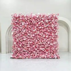 GNW Custom New Design Hot Selling Luxury Pink Flower Wall for Wedding Event Stage Backdrop Decoration