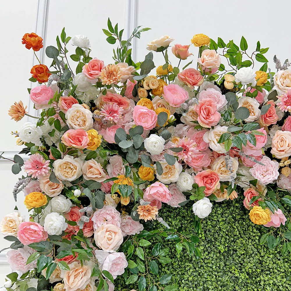 Customized Size and Color Artificial Flower Wall Backdrop for Wedding Events