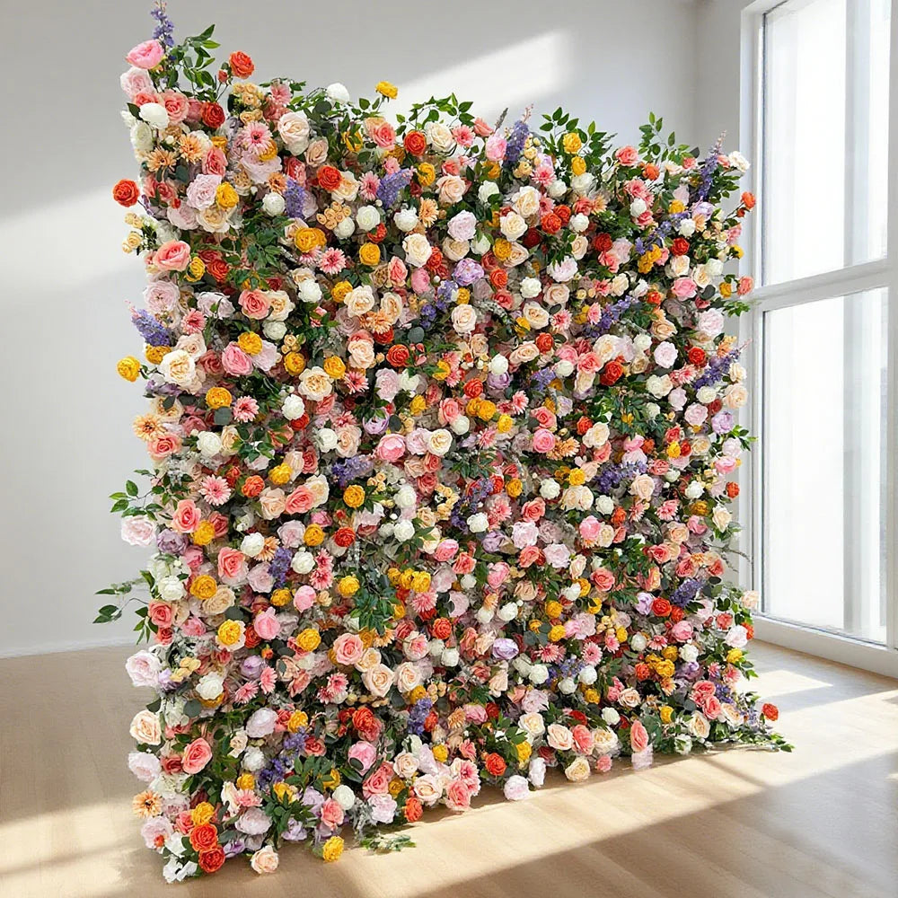 Wholesale Hot Sale Best Price Durable Rollable Modern Classic Faux Flower Wall with Carton Packing for Wedding Decoration