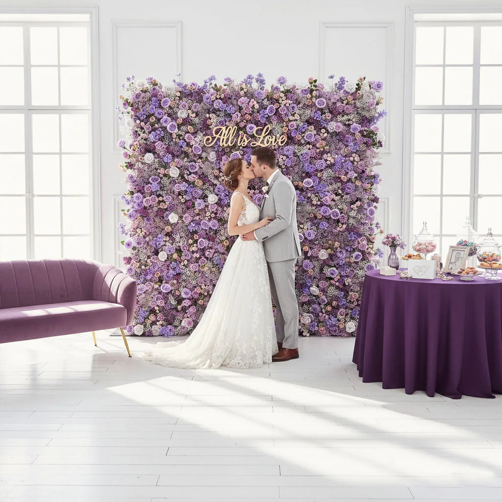 Unique One-of-a-Kind Bespoke Artificial Flower Wall Design for Luxury Wedding Events Modern Classic Style Carton Packed