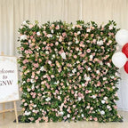 GNW  Custom Fabric Cloth Artificial Silk Rose Flower Wall Pink Floral Wall Backdrop Panel 3D 5D Roll up for Wedding Decor - 1 Square Meter / Pink 11