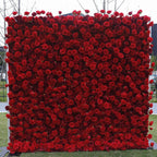 8ft *8ft Customized 3D Roll up Artificial Red Rose Wedding Decor Cloth Bottom Flower Wall