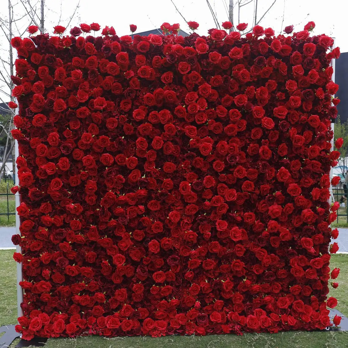 8ft *8ft Customized 3D Roll up Artificial Red Rose Wedding Decor Cloth Bottom Flower Wall