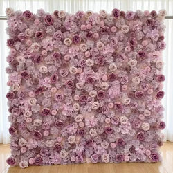 GNW Flower Wall 8ft X 8ft Silk 3D Flowers Wall Backdrop Roll up Roses Long-Lasting Wall Panel Background