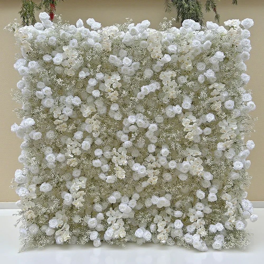 New Material Modern Classic Artificial Flower Wall with Non-Shedding Feature Carton Packed for Clean Wedding Events
