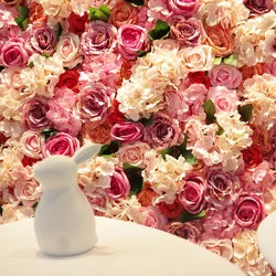 8*8 Feet Artificial Silk Flower Wall 3D Full Peony Hydrangea Wedding Flower Panel Store Decoration Faux Roll up Floral Backdrop