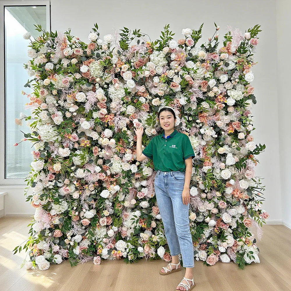 Tailored Modern Classic Silk Flower Wall Backdrop Customized Size & Color Carton Packed for Professional Wedding Decorations