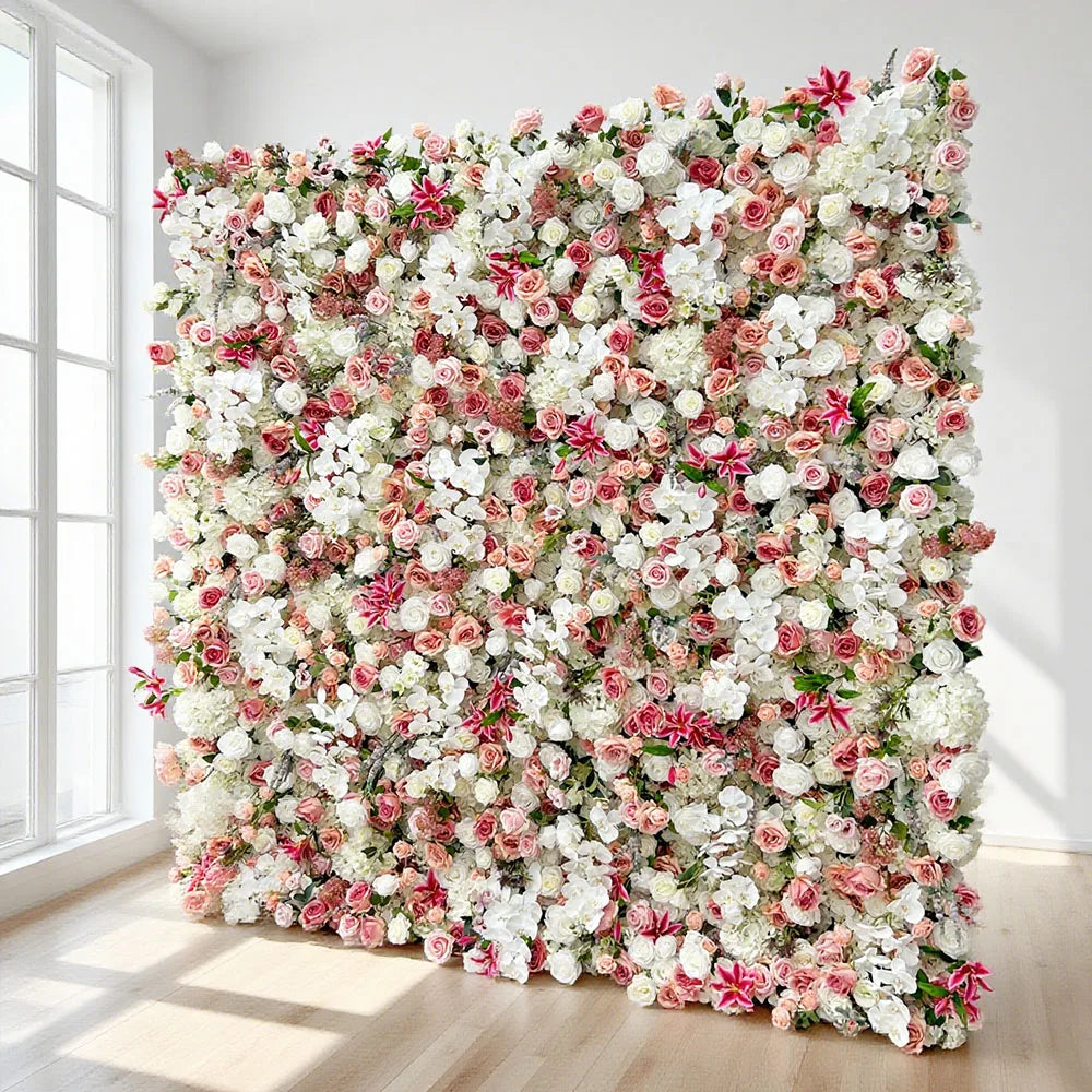 Wholesale Hot Sale Best Price Durable Rollable Modern Classic Faux Flower Wall with Carton Packing for Wedding Decoration