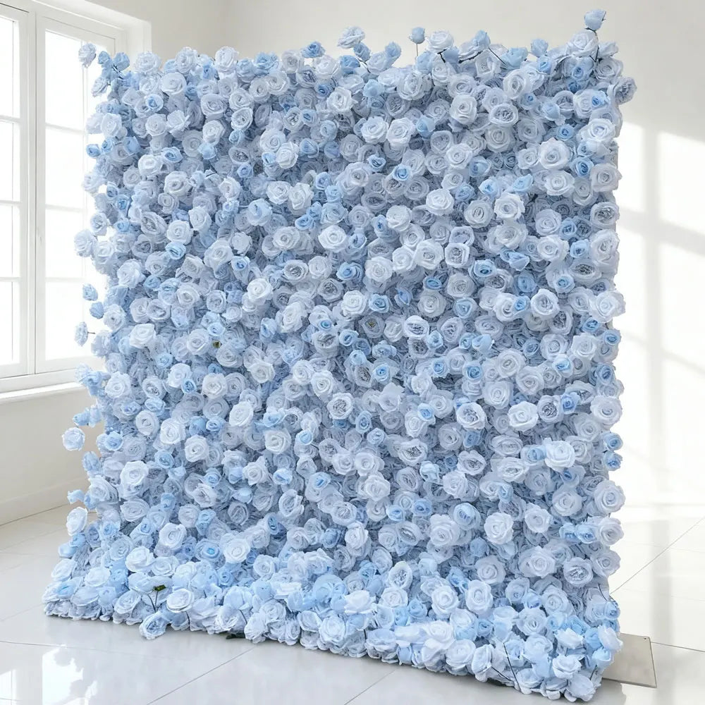 GNW 8ft X 8ft Customizable Size Silk Fabric Rose 5D Artificial Flower Wall Panel for Wedding/Party Use