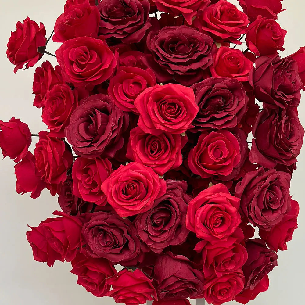 Wholesale Flower Walls Artificial Silk Heart Flower Wall Red Heart Shaped Floral Wall Backdrop for Wedding Background Decoration