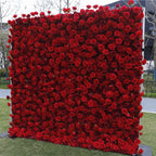 8ft *8ft Customized 3D Roll up Artificial Red Rose Wedding Decor Cloth Bottom Flower Wall