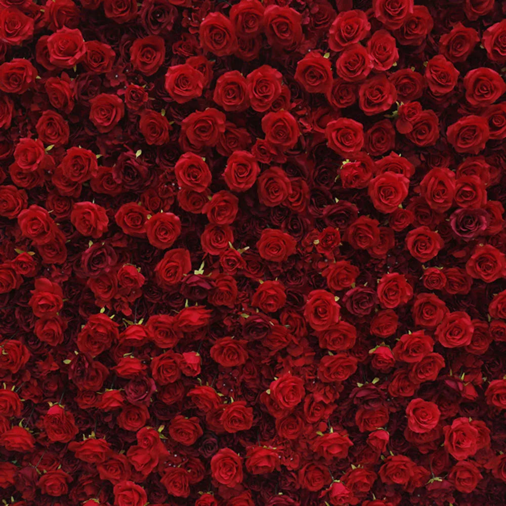 8ft *8ft Customized 3D Roll up Artificial Red Rose Wedding Decor Cloth Bottom Flower Wall