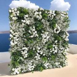Factory Price Artificial Flower Wall for Wedding Decoration No Middleman Cost - 2ft x 8ft / 5D roses+baby breath+leaf