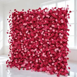 GNW Wholesale Artificial Silk Flowers Wholesale 8ft X 8ft Floral Wall Panel Red Rose Flower Wall Backdrop Wedding Backdrop