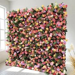 GNW Synthetic Flowers Wholesale Silk Flower Backdrop Artificial Roll up Flower Wall Decoration for Wedding Event Party