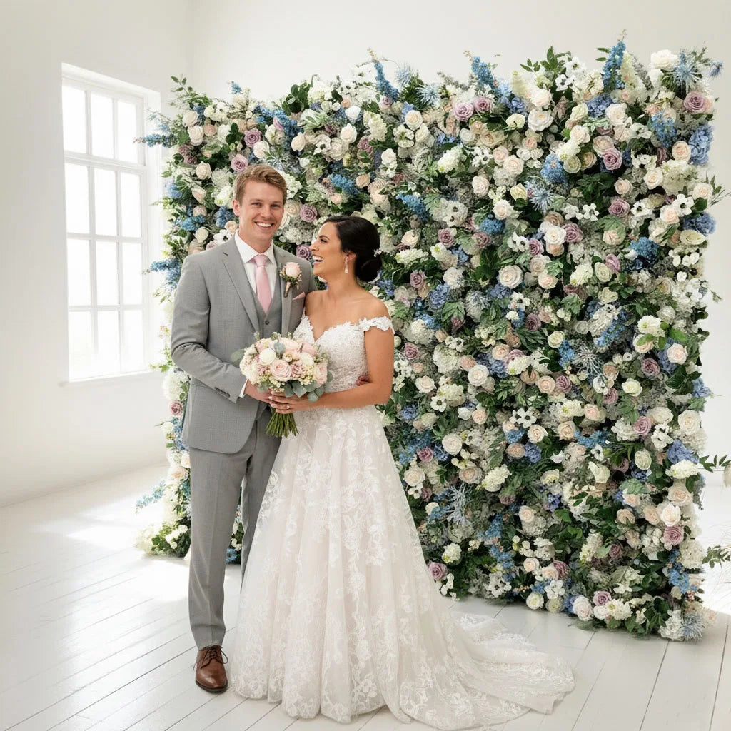 New Design Wholesale Customizable Silk Flower Wall Modern Classic Carton Packing for Wedding Decoration Business