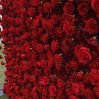 8ft *8ft Customized 3D Roll up Artificial Red Rose Wedding Decor Cloth Bottom Flower Wall