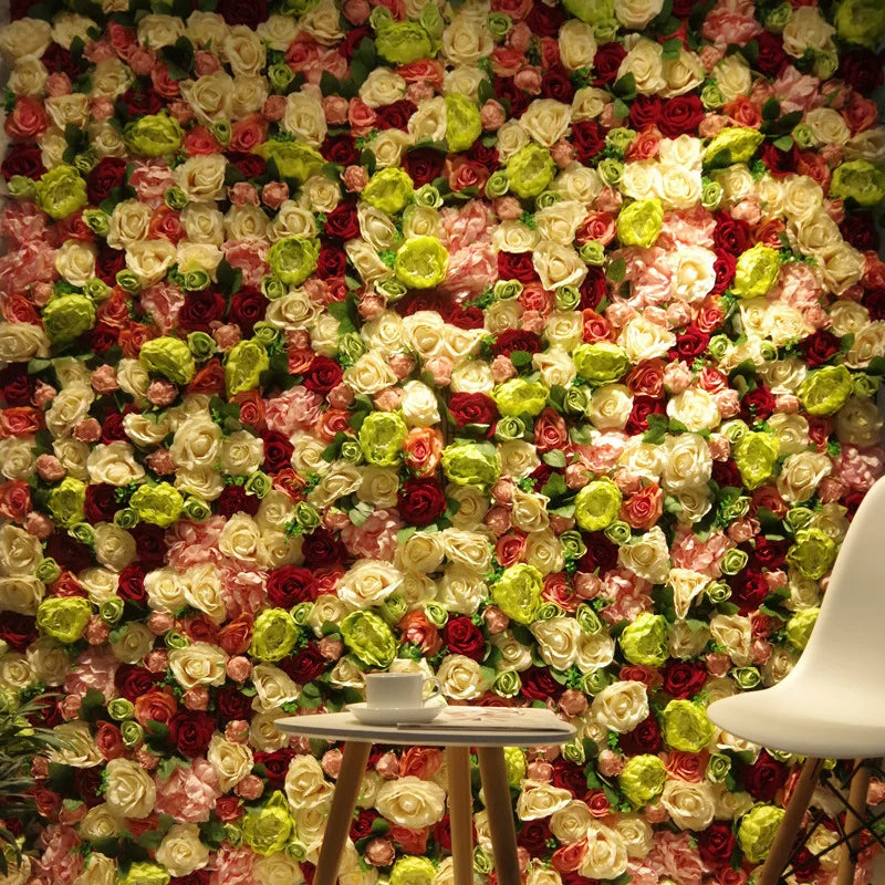 8*8 Feet Artificial Silk Flower Wall 3D Full Peony Hydrangea Wedding Flower Panel Store Decoration Faux Roll up Floral Backdrop